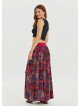 Red Ethnic Skirt with Elastic Waist and Drape Detail 4492